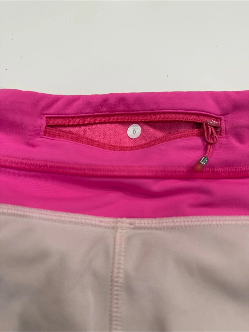Lululemon Women's Light Pink Active Shorts with Hot Pink Waistband